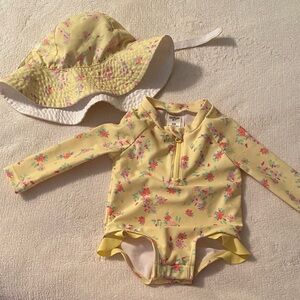 OshKosh B'gosh Yellow Floral Kids Swim One Piece